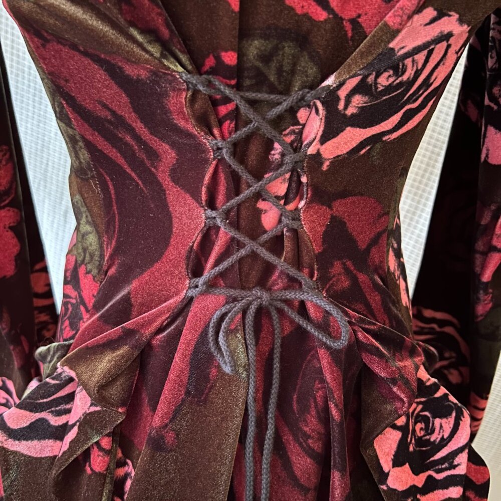 Vintage Y2K Betsey Johnson Velvet Floral Bustle Top - Picture 7 of 15